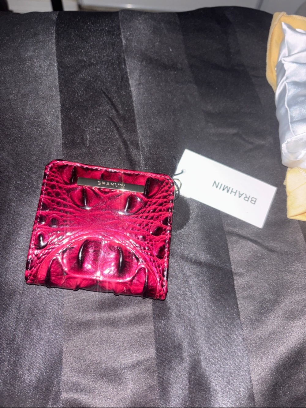 Nwt Brahmin Small Croc-Embossed Jane Cherry Lacquer Melbourne Wallet